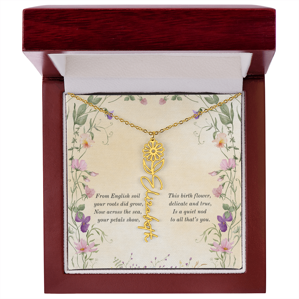 Birth Month Flower Name Necklace ~ British-Inspired Keepsake