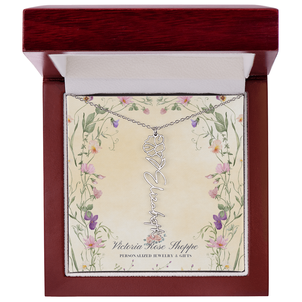 Birth Month Flower Name Necklace