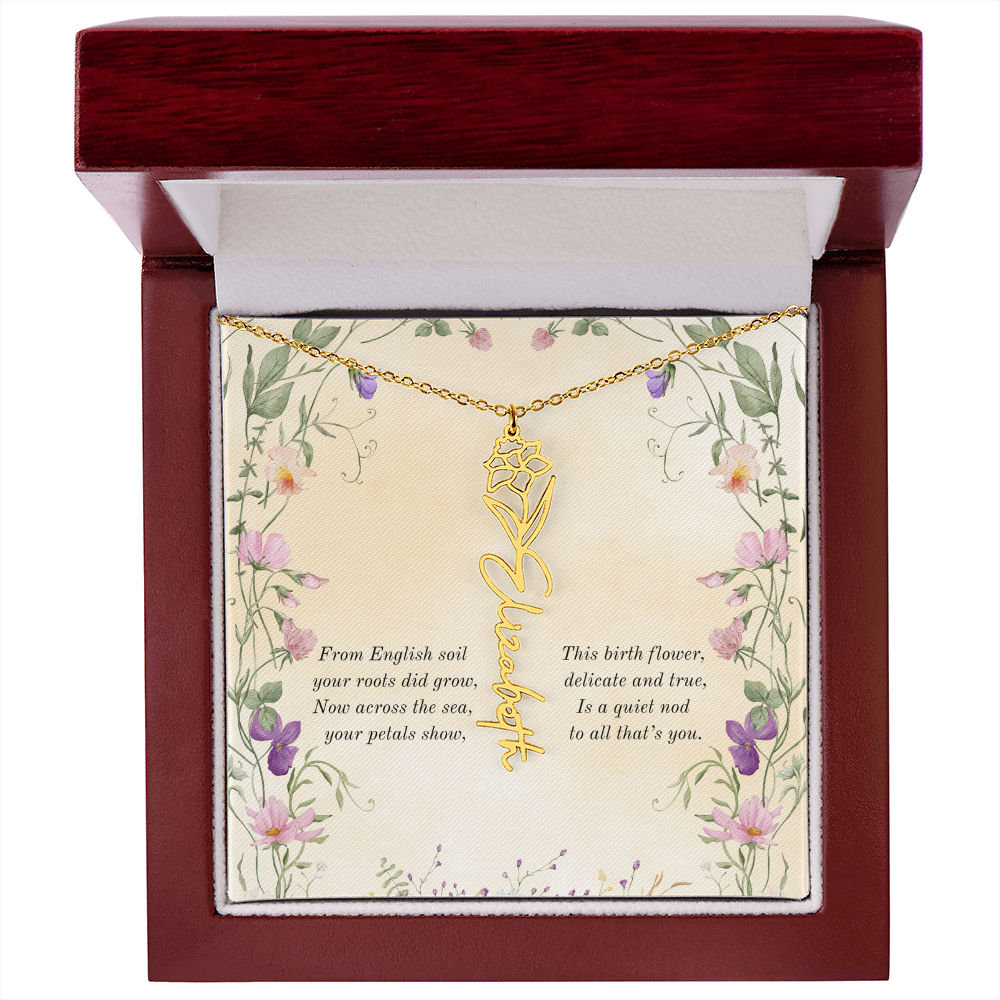 Birth Month Flower Name Necklace ~ British-Inspired Keepsake