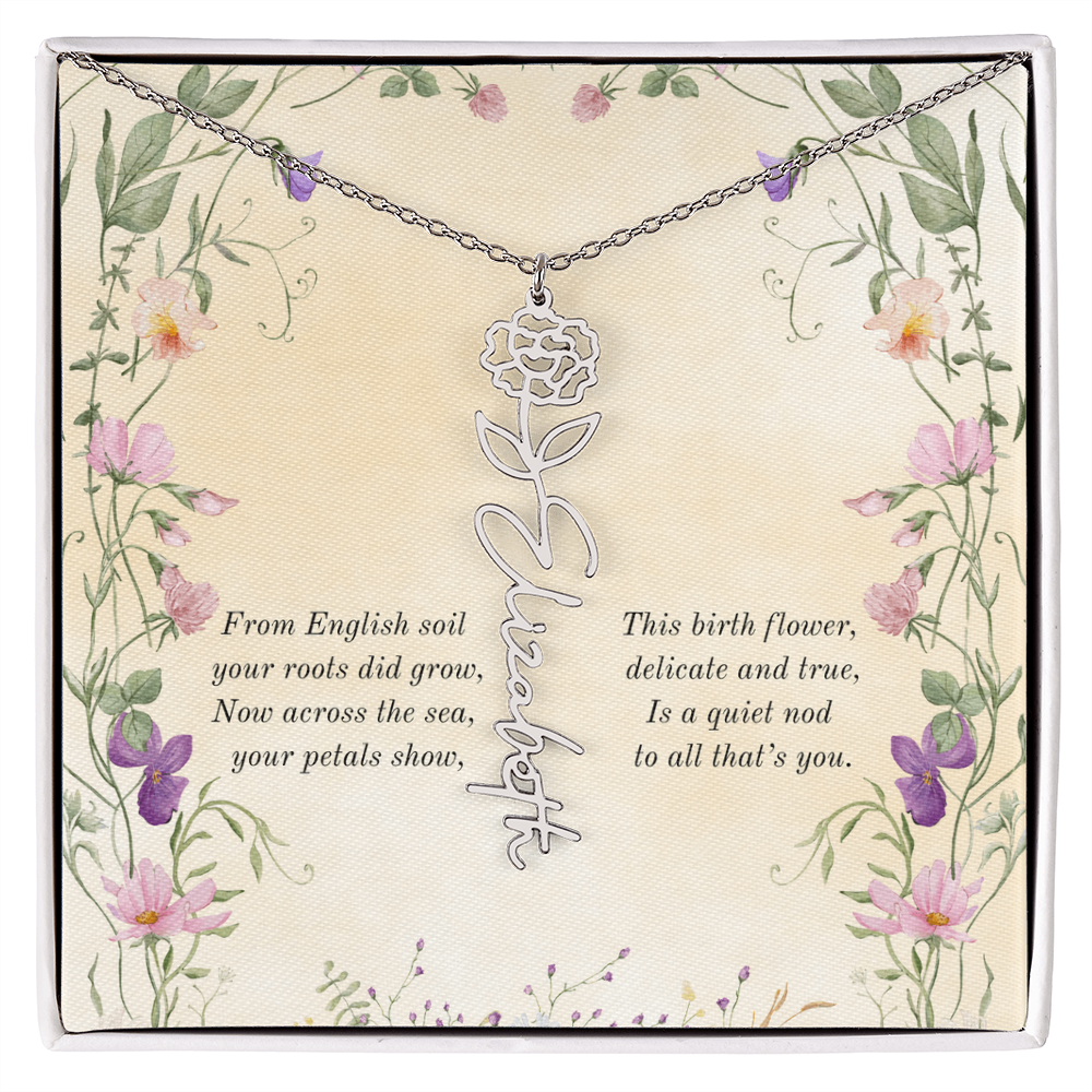 Birth Month Flower Name Necklace ~ British-Inspired Keepsake