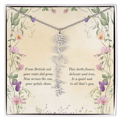 Birth Month Flower Name Necklace ~ British Inspired Keepsake