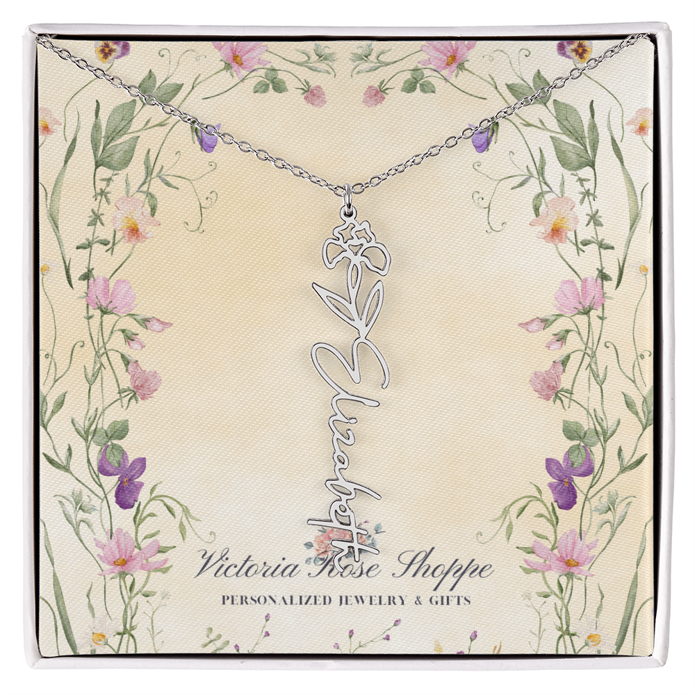Birth Month Flower Name Necklace