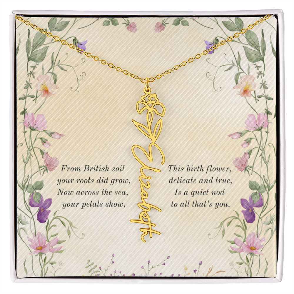 Birth Month Flower Name Necklace ~ British Inspired Keepsake