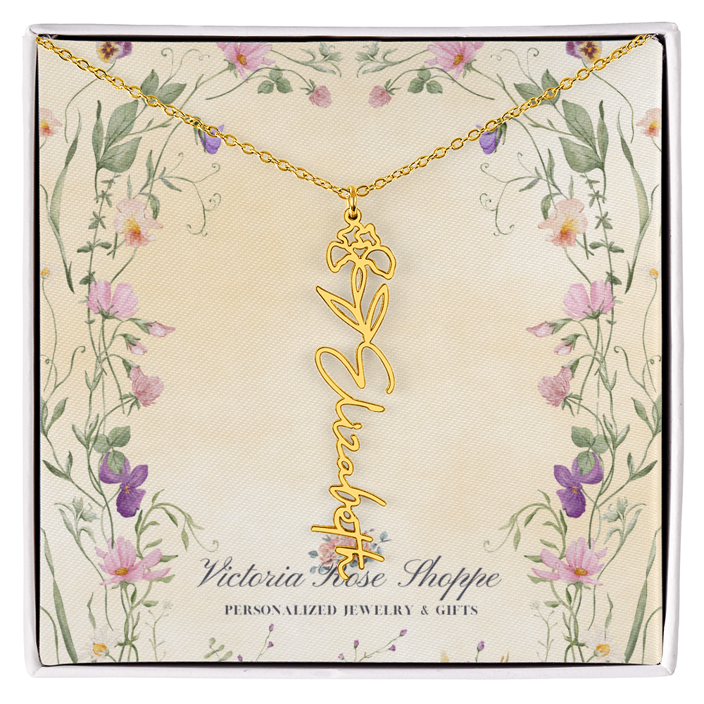 Birth Month Flower Name Necklace