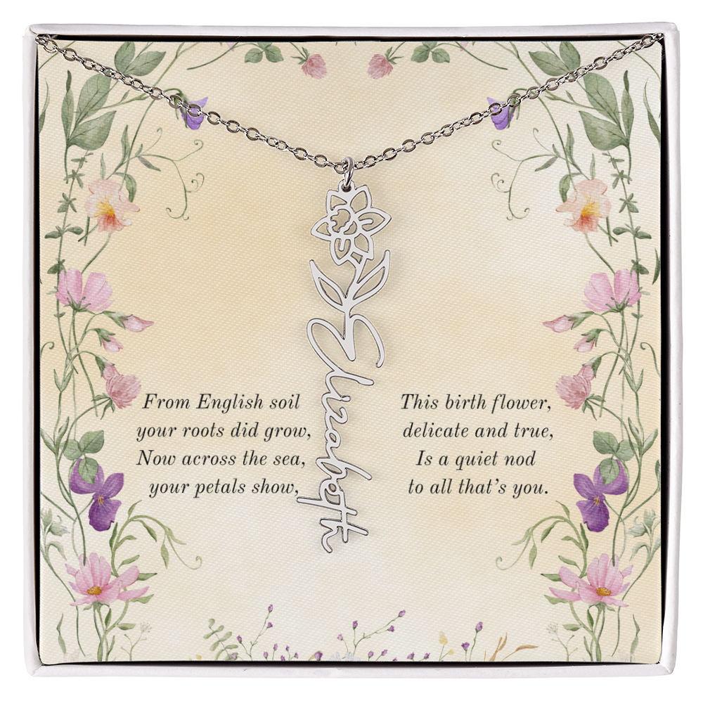 Birth Month Flower Name Necklace ~ British-Inspired Keepsake