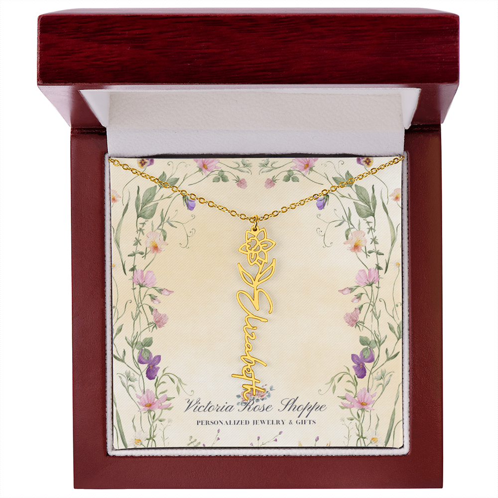 Birth Month Flower Name Necklace