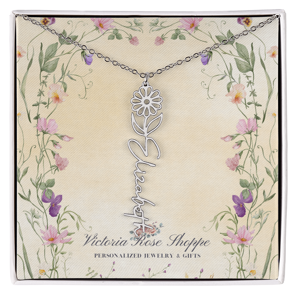 Birth Month Flower Name Necklace