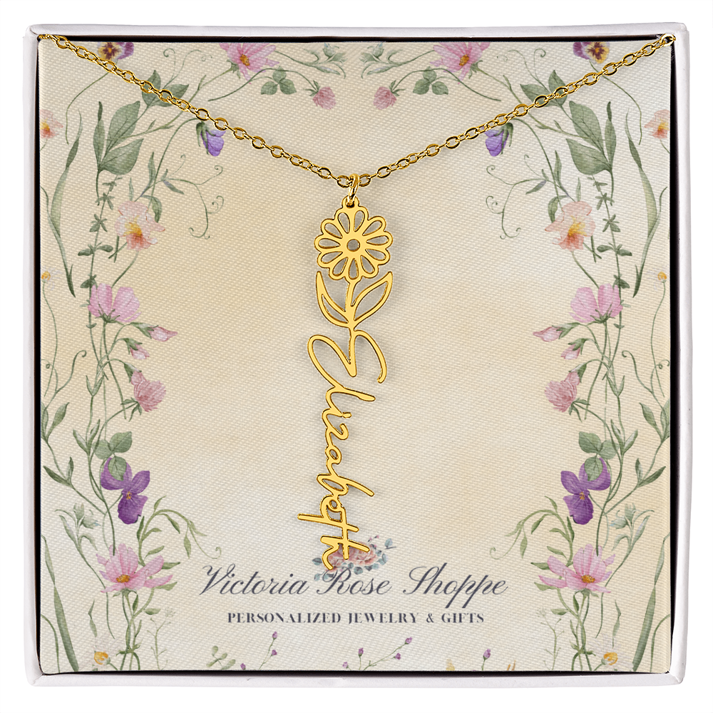 Birth Month Flower Name Necklace