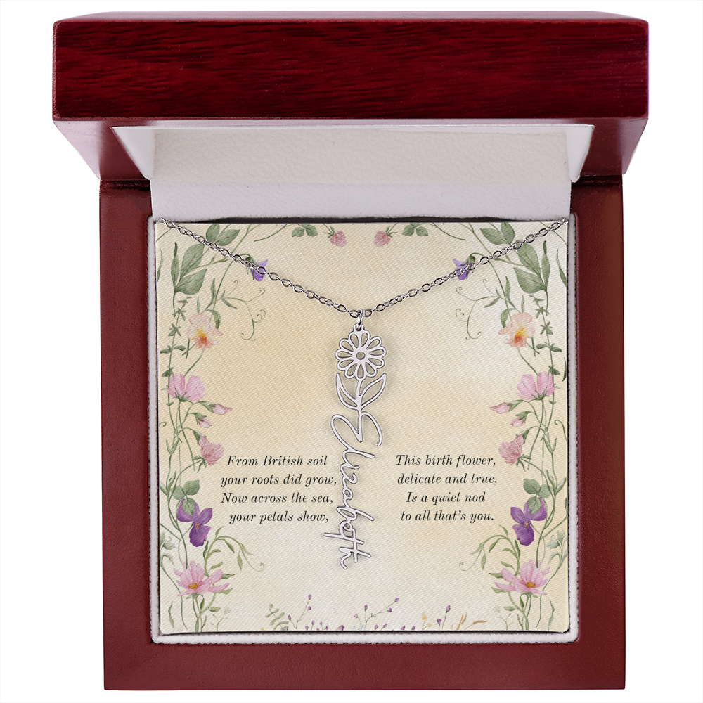 Birth Month Flower Name Necklace ~ British Inspired Keepsake