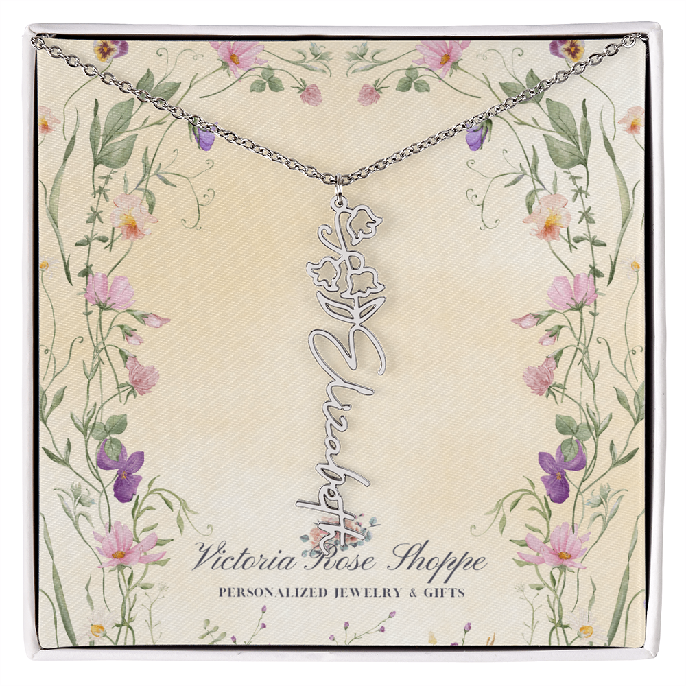 Birth Month Flower Name Necklace