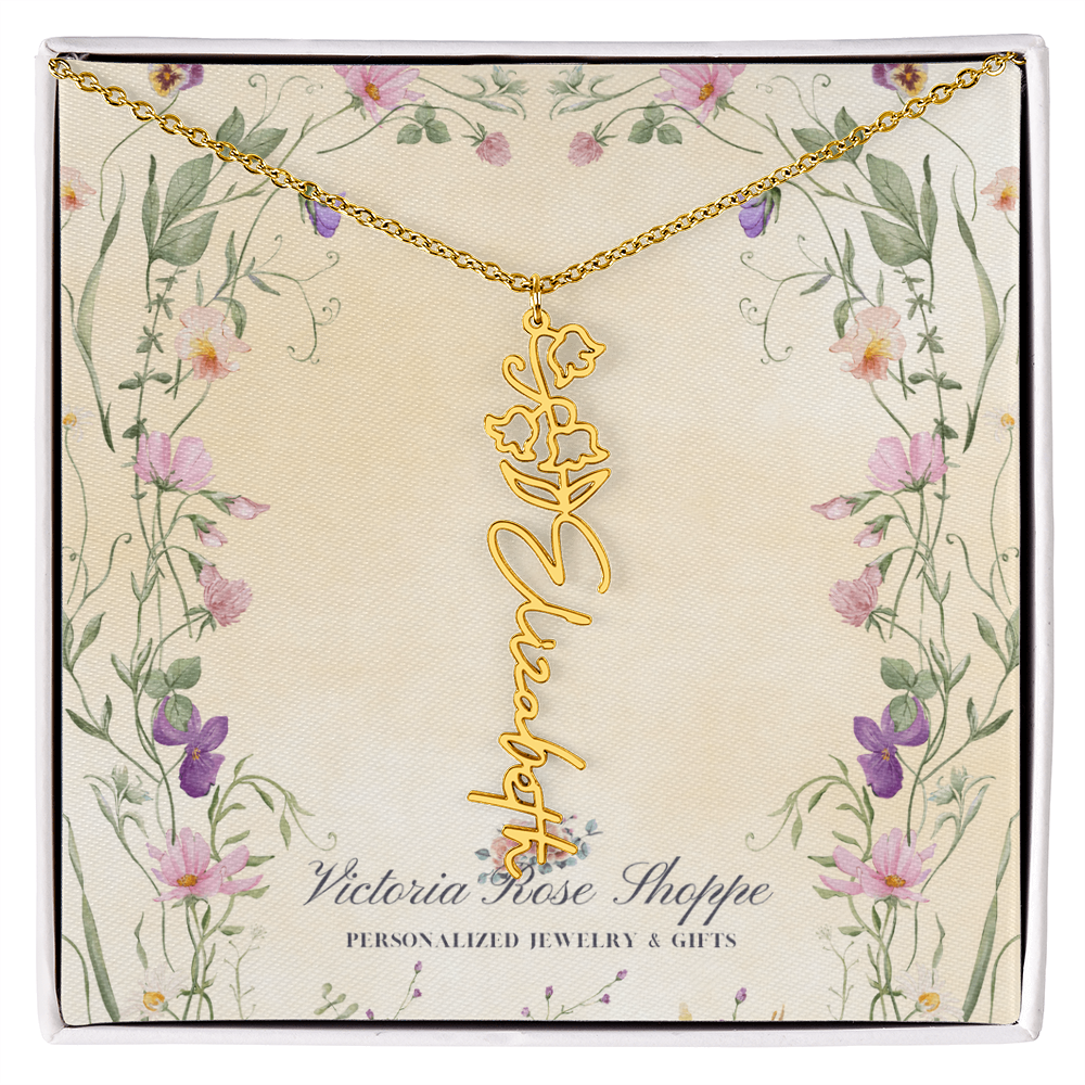 Birth Month Flower Name Necklace