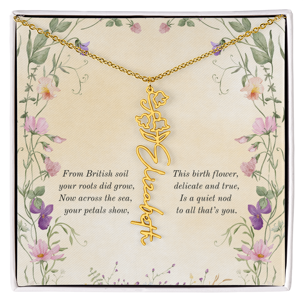 Birth Month Flower Name Necklace ~ British Inspired Keepsake