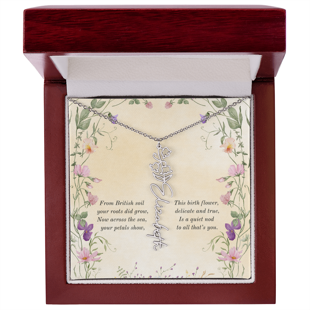 Birth Month Flower Name Necklace ~ British Inspired Keepsake