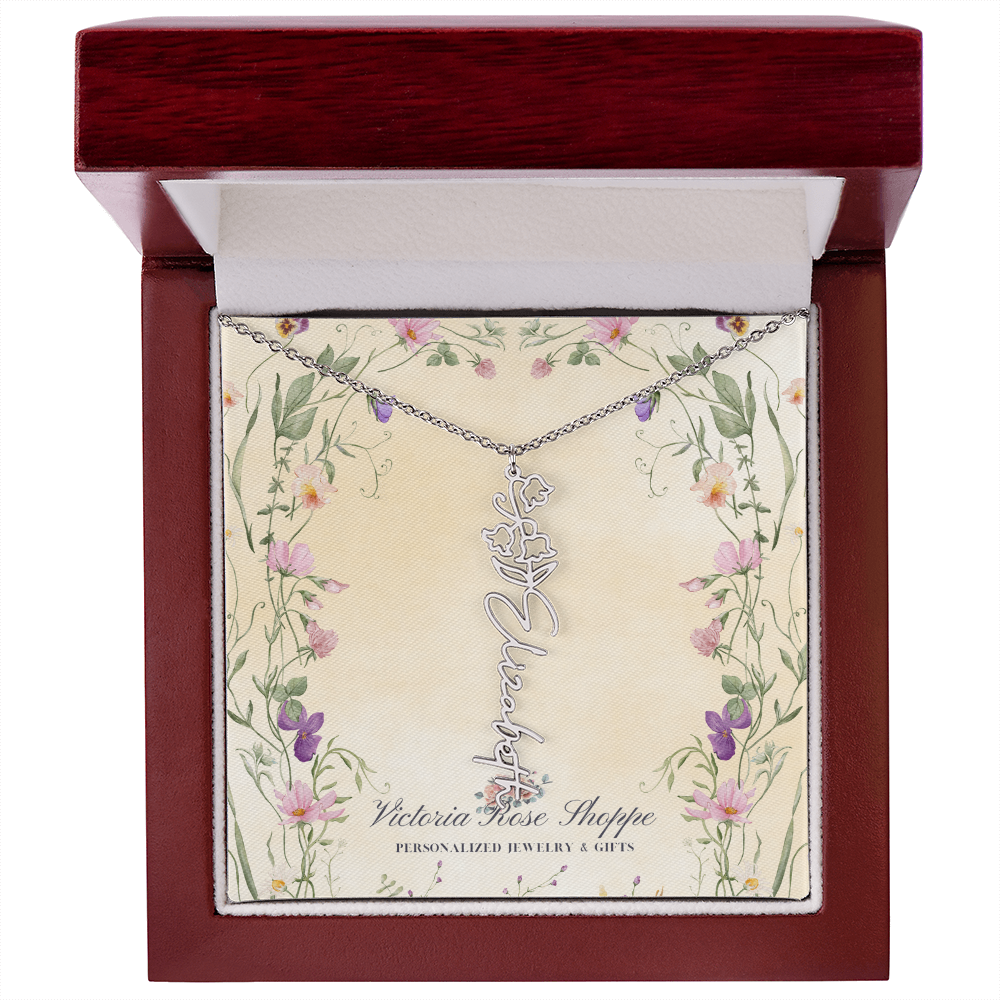 Birth Month Flower Name Necklace