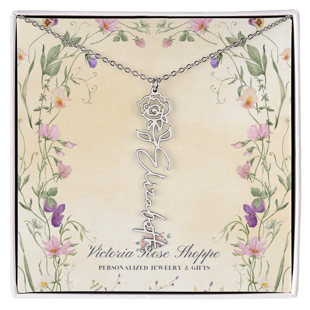 Birth Month Flower Name Necklace