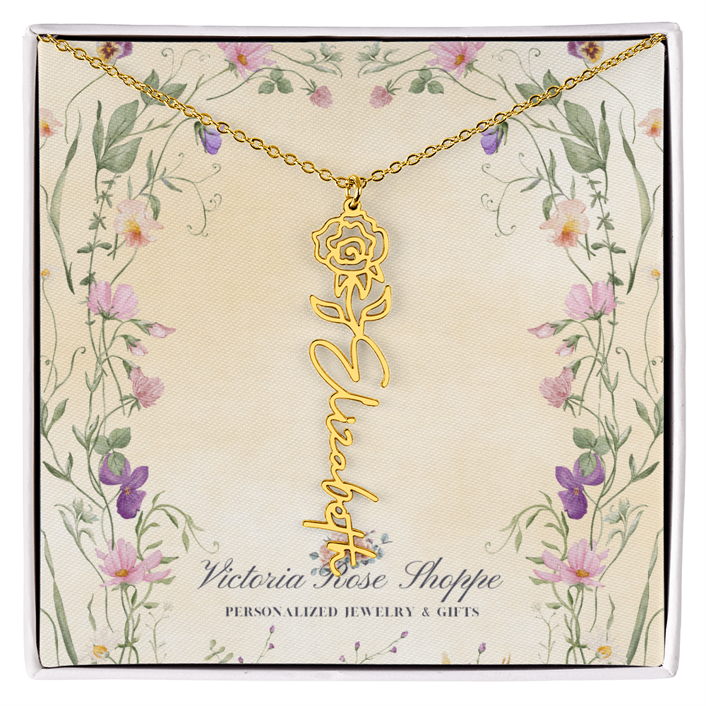 Birth Month Flower Name Necklace