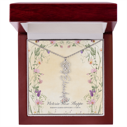 Birth Month Flower Name Necklace