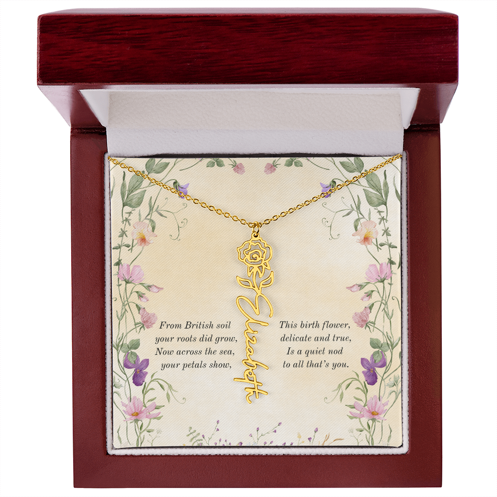 Birth Month Flower Name Necklace ~ British Inspired Keepsake