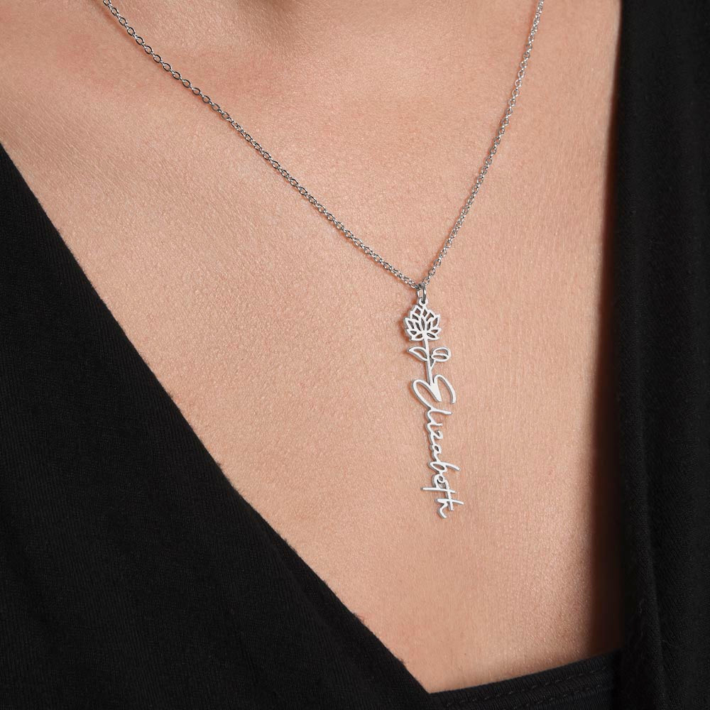 Birth Month Flower Name Necklace
