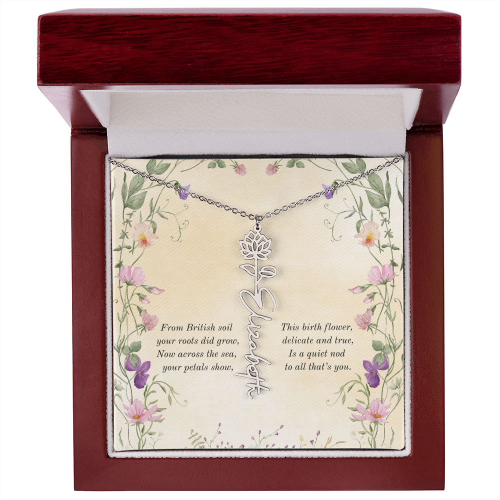Birth Month Flower Name Necklace ~ British Inspired Keepsake