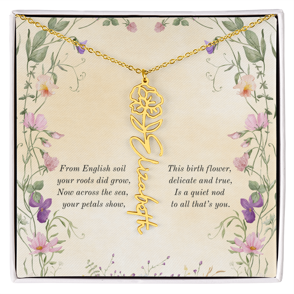 Birth Month Flower Name Necklace ~ British-Inspired Keepsake