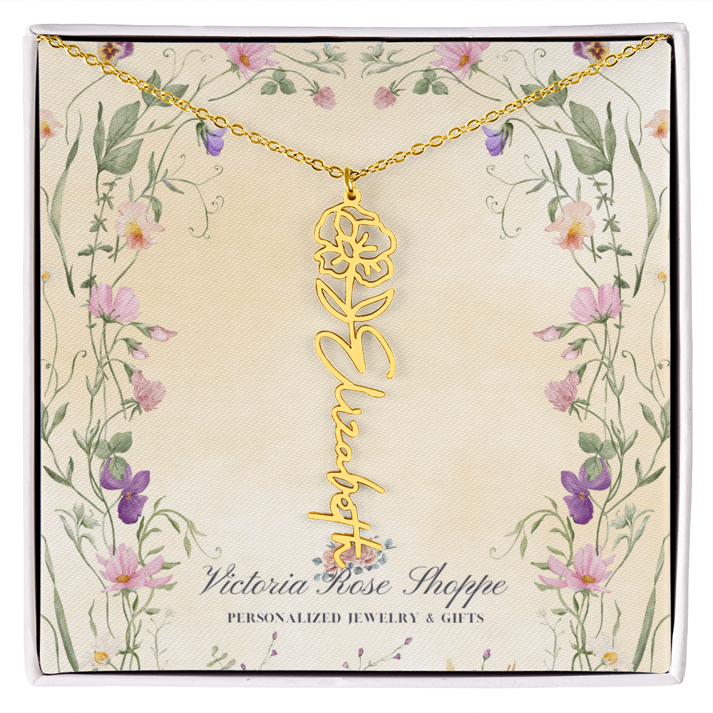 Birth Month Flower Name Necklace