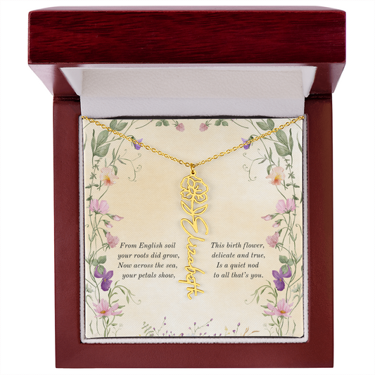 Birth Month Flower Name Necklace ~ British-Inspired Keepsake