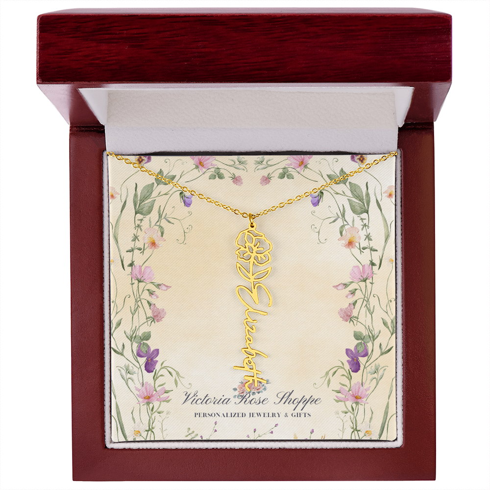 Birth Month Flower Name Necklace