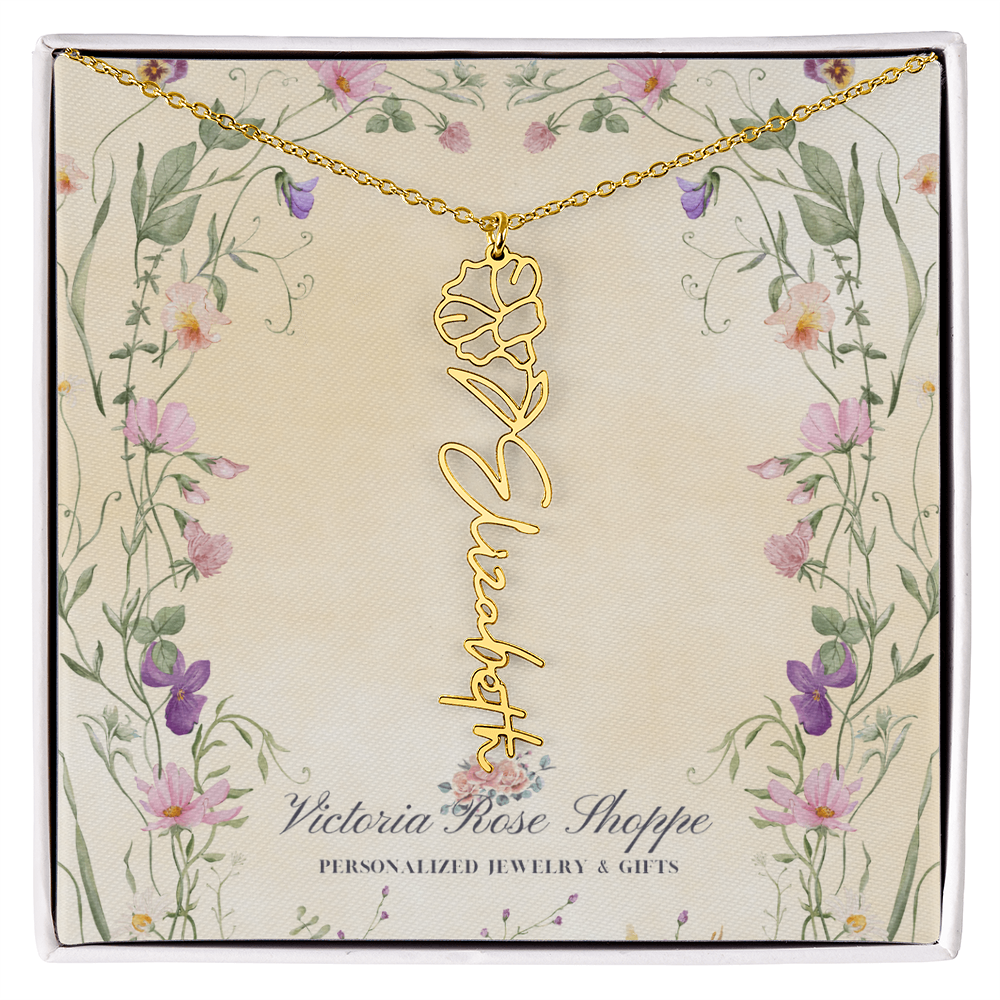 Birth Month Flower Name Necklace