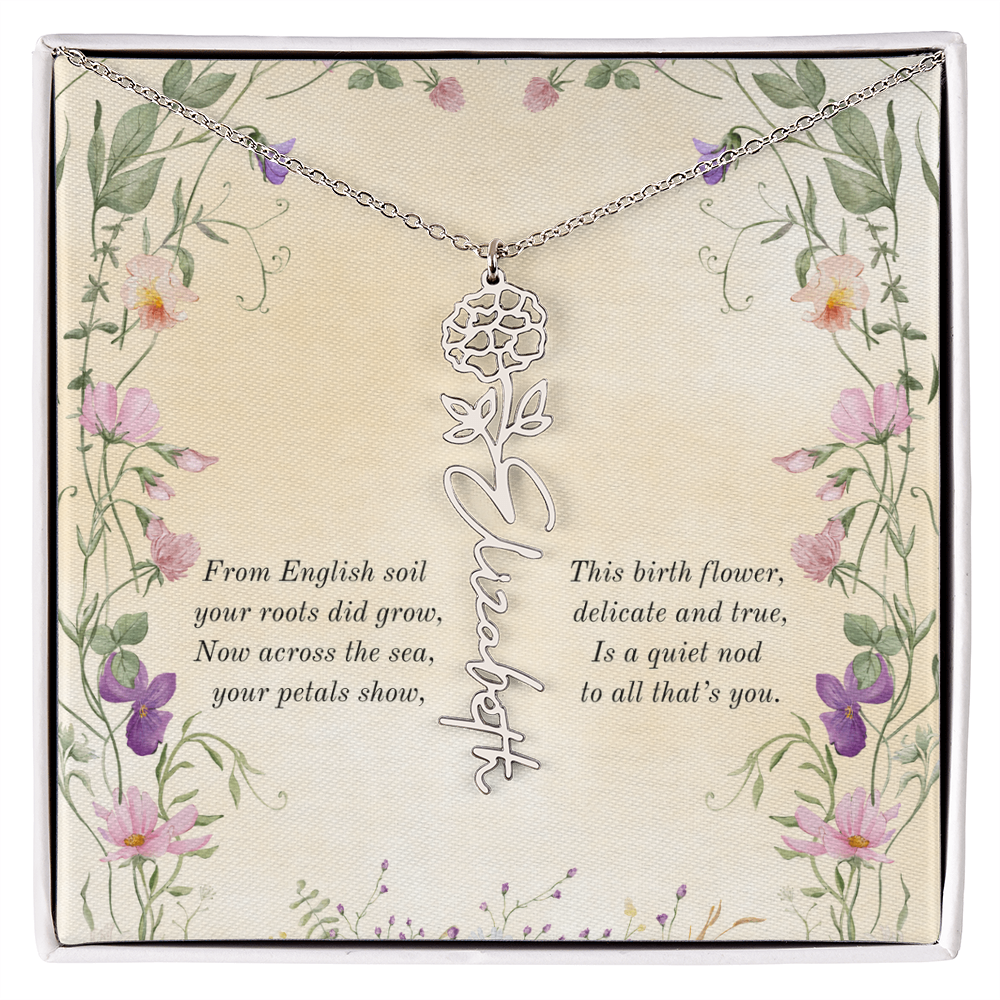Birth Month Flower Name Necklace ~ British-Inspired Keepsake