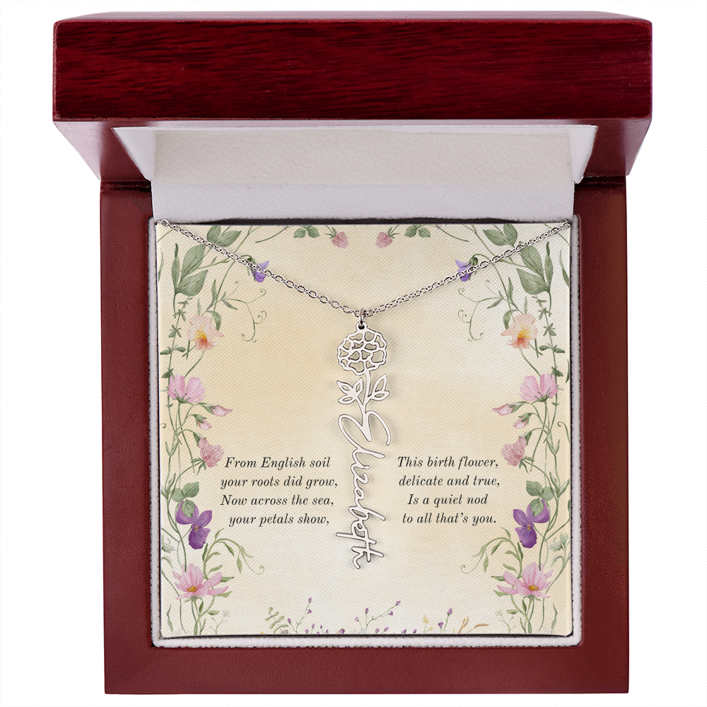 Birth Month Flower Name Necklace ~ British-Inspired Keepsake