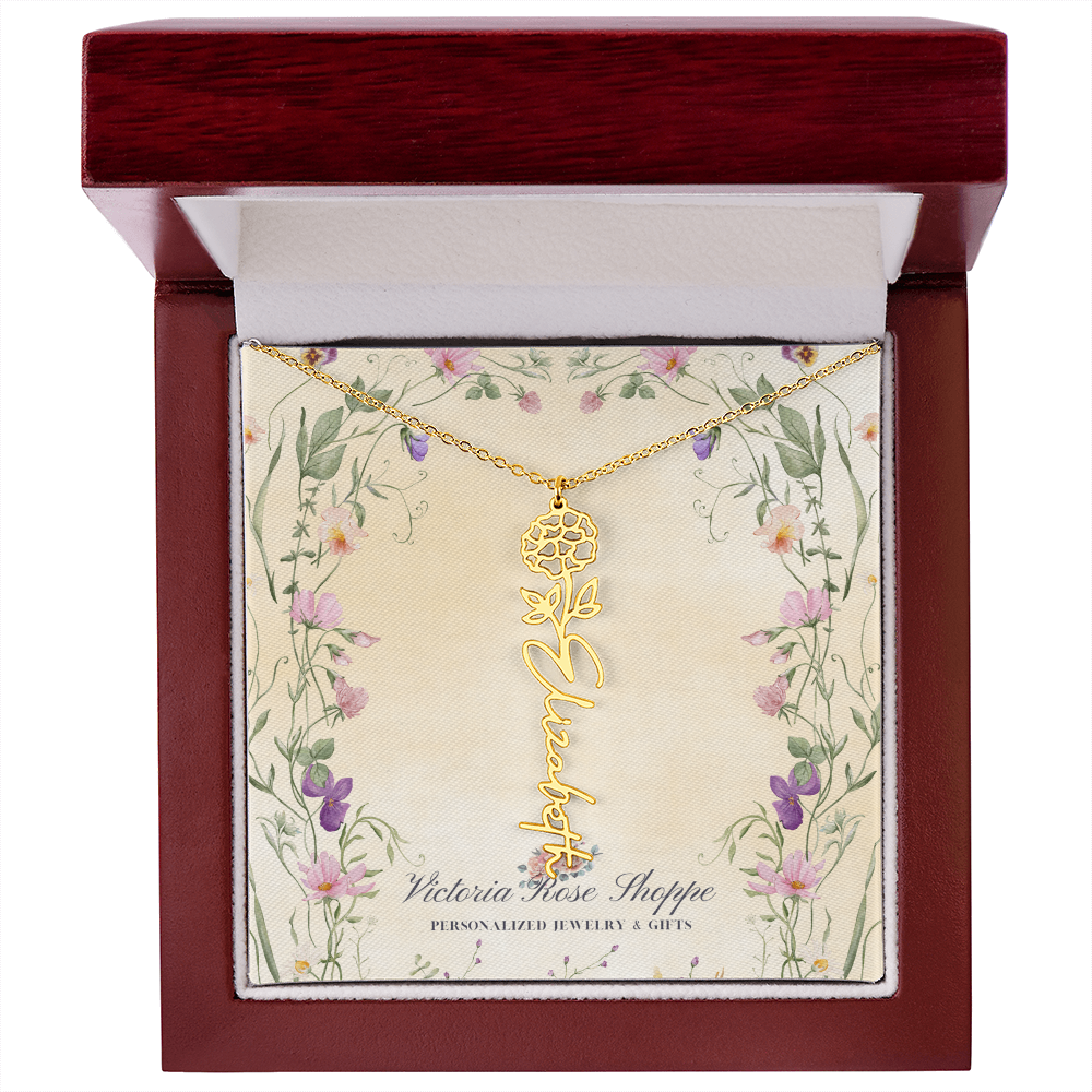 Birth Month Flower Name Necklace