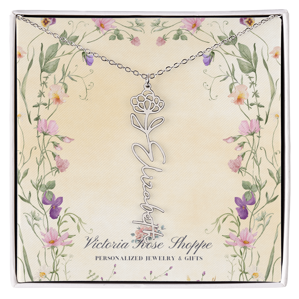 Birth Month Flower Name Necklace