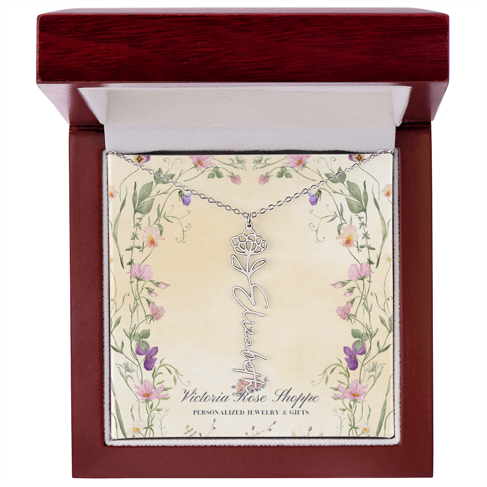 Birth Month Flower Name Necklace
