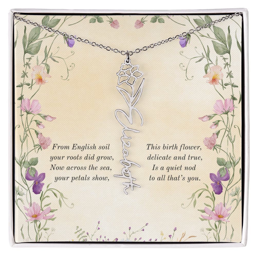 Birth Month Flower Name Necklace ~ British-Inspired Keepsake