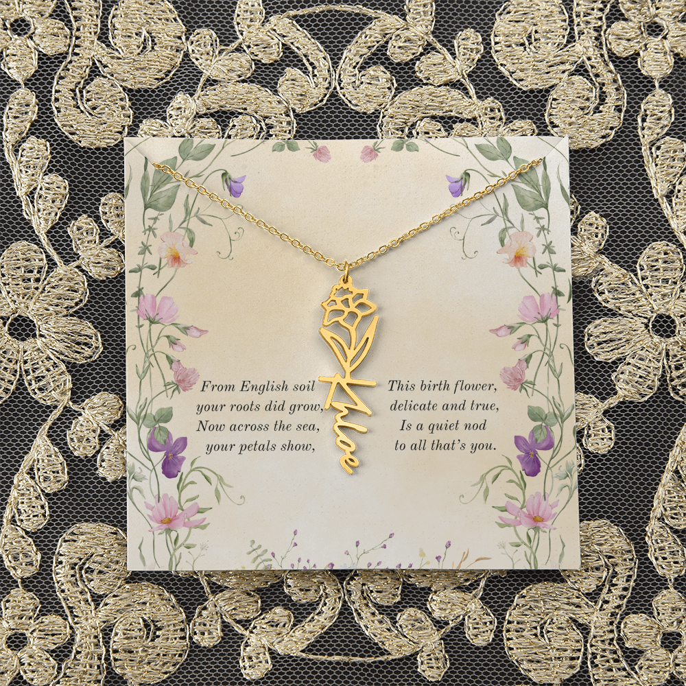 Birth Month Flower Name Necklace ~ British-Inspired Keepsake