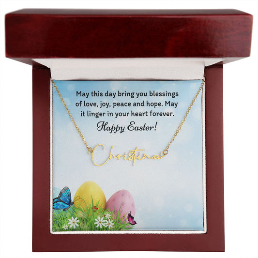Signature Name Necklace - Happy Easter